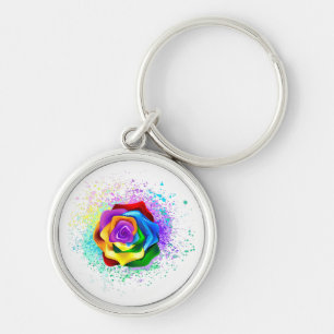 Porte-clés Rose arc-en-ciel coloré