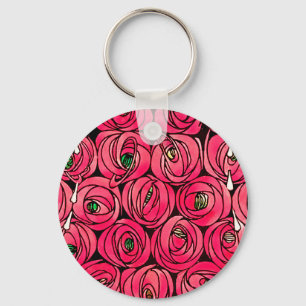 Porte-clés Rose Art Nouveau Macintosh stylisé