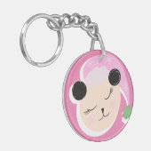 Porte-clés rose avec nom de script doodle Panda de (Devant gauche)