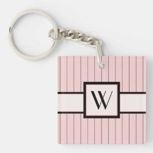 Porte-clés Rose avec Pinstripes noires Porte - clé acrylique
