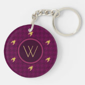 Porte-clés Rose avec Porte - clé Houndstooth Gold Accent (Dos)