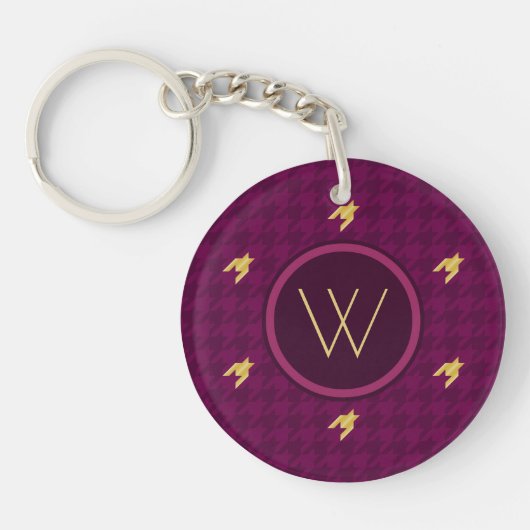 Porte-clés Rose avec Porte - clé Houndstooth Gold Accent (Devant)