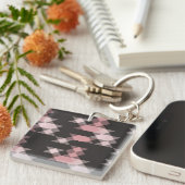 Porte-clés rose blanc et gris géométrique (Devant Droit)