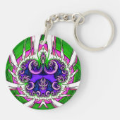 Porte-clés Rose blanc vert violet Abstrait fractal ~ (Dos)