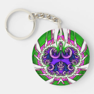 Porte-clés Rose blanc vert violet Abstrait fractal ~