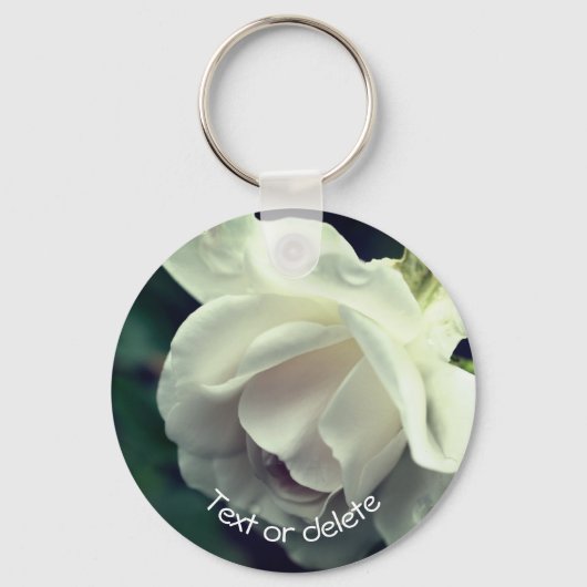 Porte-clés Rose blanche douce personnalisée (Recto)
