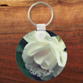 Porte-clés Rose blanche douce personnalisée (Verso)
