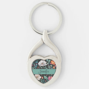 Porte-clés Rose blanche élégante personnalisée