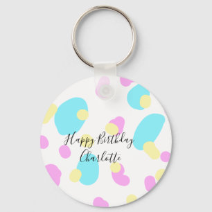 Porte-clés Rose bleu jaunejoyeux anniversaire enfants formes 