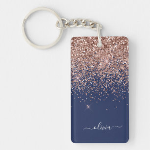 Porte-clés Rose bleu marine Gold Blush Pink Parties scintilla