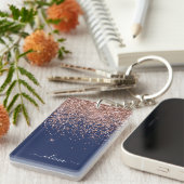 Porte-clés Rose bleu marine Gold Blush Pink Parties scintilla (Devant droit)