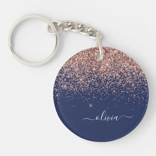 Porte-clés Rose bleu marine Gold Blush Pink Parties scintilla (Devant)