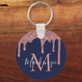 Porte-clés Rose bleu marine Gold Faux Parties scintillant Dri (Recto)