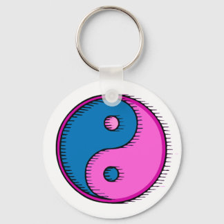 Porte-clés Rose bleu soufflé Yin Yang
