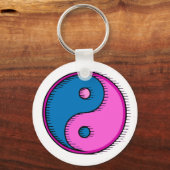 Porte-clés Rose bleu soufflé Yin Yang (Recto)