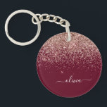 Porte-clés Rose Bourgogne Gold Blush Pink Parties scintillant<br><div class="desc">Rose Gold - Blush Pink et Bourgogne Parties scintillant Éparkle Script Monogramme Nom Porte - clé. Cela rend le cadeau parfait pour 16 ans,  mariage,  douche nuptiale,  anniversaire,  baby shower ou bachelorette pour quelqu'un qui aime le luxe glam et les styles chic.</div>
