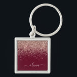Porte-clés Rose Bourgogne Gold Blush Pink Parties scintillant<br><div class="desc">Rose Gold - Blush Pink et Bourgogne Parties scintillant Script Monogramme Nom Clés (Porte - clé). Cela rend le cadeau parfait pour 16 ans,  mariage,  douche nuptiale,  anniversaire,  baby shower ou bachelorette pour quelqu'un qui aime le luxe glam et les styles chic.</div>