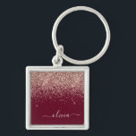Porte-clés Rose Bourgogne Gold Blush Pink Parties scintillant<br><div class="desc">Rose Gold - Blush Pink et Bourgogne Parties scintillant Script Monogramme Nom Clés (Porte - clé). Cela rend le cadeau parfait pour 16 ans,  mariage,  douche nuptiale,  anniversaire,  baby shower ou bachelorette pour quelqu'un qui aime le luxe glam et les styles chic.</div>