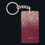 Porte-clés Rose Bourgogne Gold Blush Pink Parties scintillant<br><div class="desc">Rose Gold - Blush Pink et Bourgogne Parties scintillant Éparkle Script Monogramme Nom Porte - clé. Cela rend le cadeau parfait pour 16 ans,  mariage,  douche nuptiale,  anniversaire,  baby shower ou bachelorette pour quelqu'un qui aime le luxe glam et les styles chic.</div>