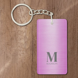 Porte-clés Rose brossé métal personnalisé