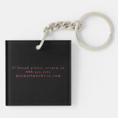 Porte-clés Rose Chaud Unique Paillettes Imprimé Léopard Luxe (Dos)