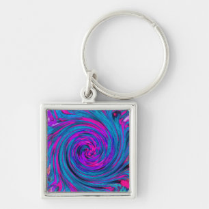 Porte-clés Rose chaud, violet et bleu Abstrait Twirl