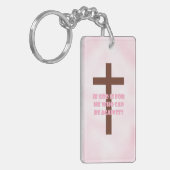 Porte-clés rose chrétien de qualité (Devant gauche)