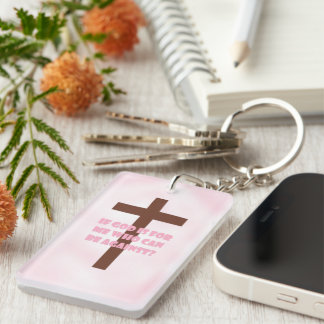 Porte-clés rose chrétien de qualité