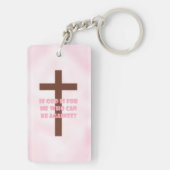 Porte-clés rose chrétien de qualité (Dos)