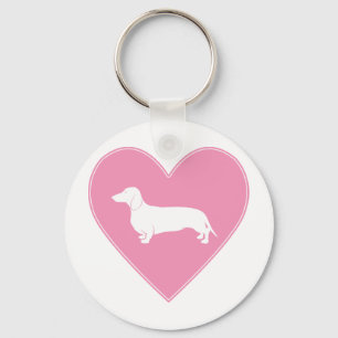 Porte-clés Rose classique de coeur de teckel