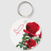 Porte-clés Rose Coeur Clavier Mariage Faveur (Recto)