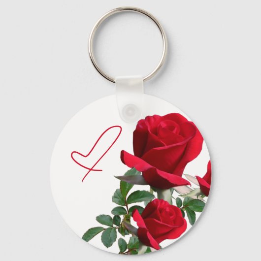 Porte-clés Rose Coeur Clavier Mariage Faveur (Recto)