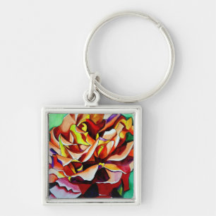 Porte-clés Rose coucher de soleil arc-en-ciel aquarelle art o