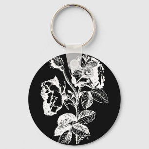 Porte-clés Rose d'antiquité noir gothique