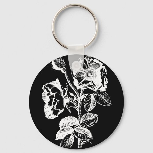 Porte-clés Rose d'antiquité noir gothique (Recto)