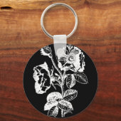 Porte-clés Rose d'antiquité noir gothique (Recto)