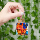 Porte-clés Rose d'art abstrait orange rouille (main)