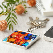 Porte-clés Rose d'art abstrait orange rouille (Côté)