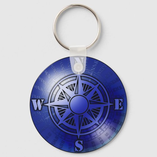 Porte-clés Rose de boussole bleu (Recto)