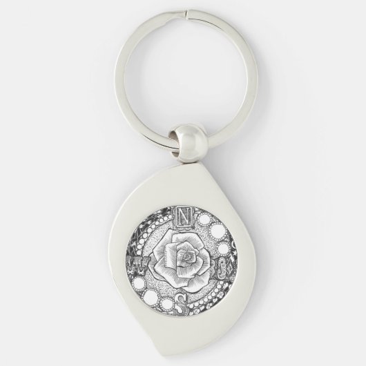 Porte-clés Rose de boussole victorien (Devant)