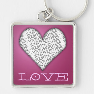Porte-clés Rose de coeur d'amour de porte - clé votre photo