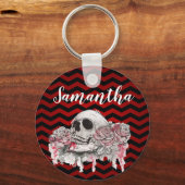 Porte-clés Rose de crâne Porte - clé personnalisé goth Chevro (Recto)