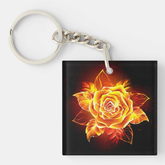 Porte-clés Rose de feu en fleurs (Devant)