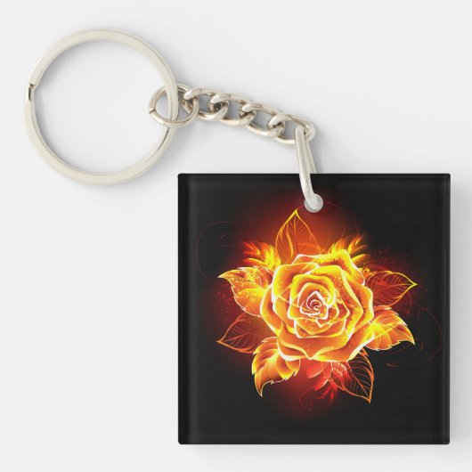 Porte-clés Rose de feu en fleurs (Devant)