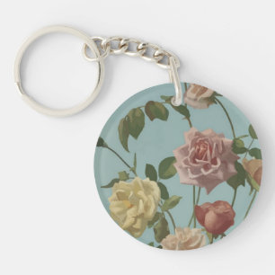 Porte-clés Rose de thé vintage et Roses bleus