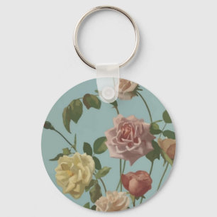 Porte-clés Rose de thé vintage et Roses bleus