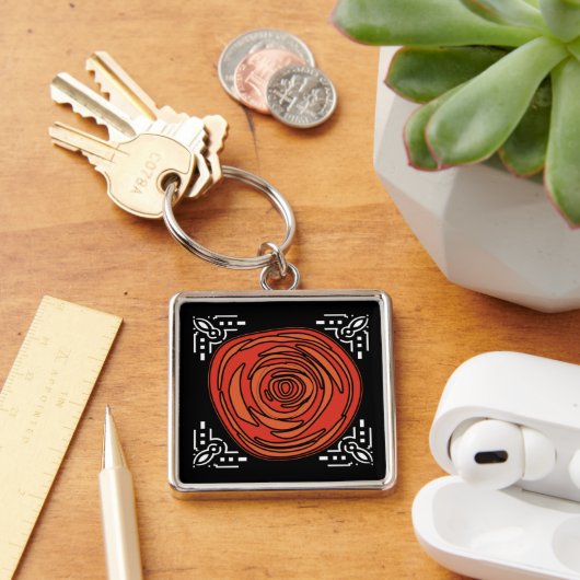 Porte-clés Rose désossé (Carré Premium) (Bureau)