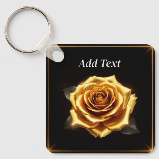 Porte-clés Rose dorée aux bordures lumineuses (Recto)