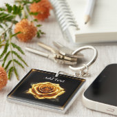 Porte-clés Rose dorée aux bordures lumineuses (Devant Droit)