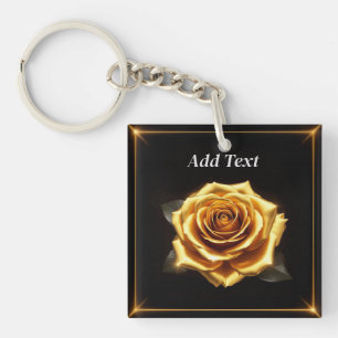 Porte-clés Rose dorée aux bordures lumineuses
